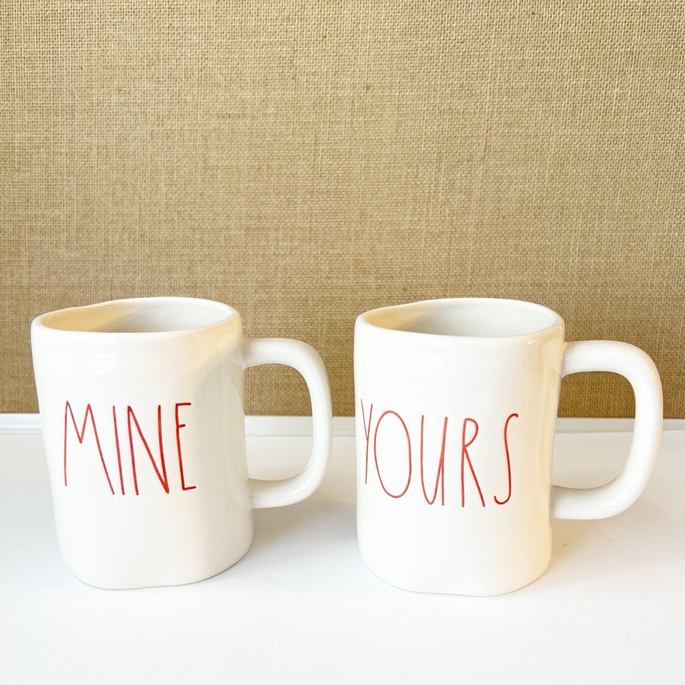 Rae Dunn Yours and Mine Mug Cup Set in White